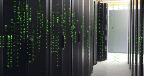 binary code overlay on modern server room with data process visualization - Download Free Stock Images Pikwizard.com