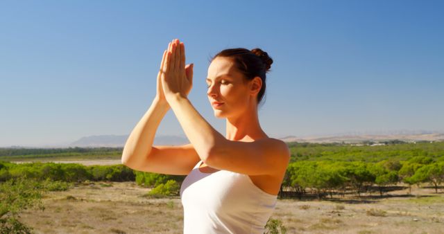 Woman Practicing Yoga Outdoors Enhancing Mindfulness - Download Free Stock Images Pikwizard.com