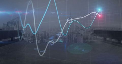 Digital Graph Animation Over Cityscape Reflecting Network Connectivity - Download Free Stock Images Pikwizard.com