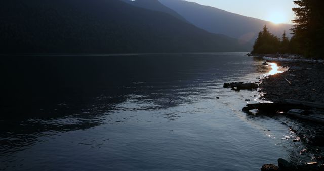 Tranquil Lake in Mountainous Landscape at Sunset - Download Free Stock Images Pikwizard.com