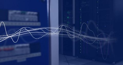digital waveform over modern server room - Download Free Stock Images Pikwizard.com