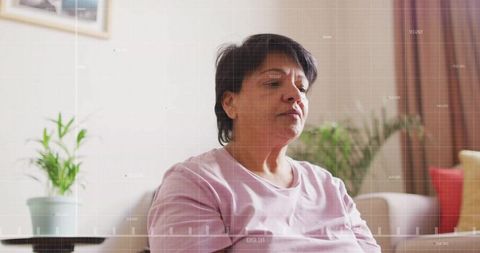 Elderly Woman Relaxing at Home in Living Room Setting