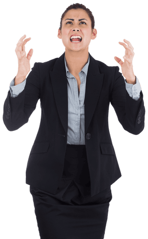 Stressed Biracial Businesswoman Expressing Frustration on Transparent Background