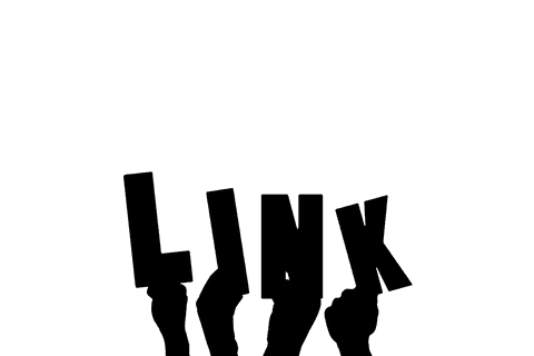 Digital illustration of hands with connecting text on transparent background