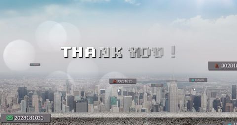 Thank You Text Over Cityscape Digital Interface Concept