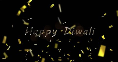 Happy Diwali Celebration Typography with Gold Confetti