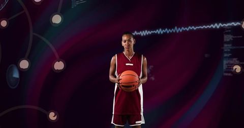 Confident Female Basketball Player in Digital Studio