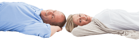 Transparent Background Mature Couple Relaxing and Smiling Together