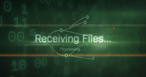 Receiving Files Processing Data Stream Interface with Binary Circuit Traces and Neon Glow