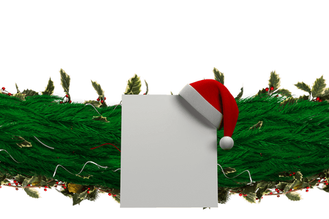 Christmas Garland with Transparent Space and Santa Hat Decoration