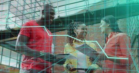 Diverse professionals analyzing economic data trends