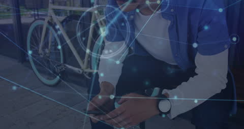 Caucasian Man Connected with Global Technology Network