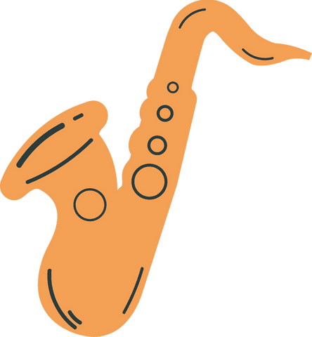 Flat Minimalist Saxophone on Transparent Background Digital Art