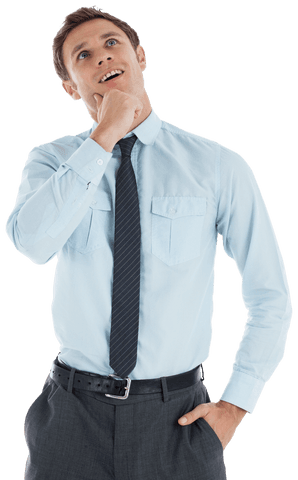 thoughtful businessman in transparent pose with hand on chin - Download Free Stock Videos Pikwizard.com