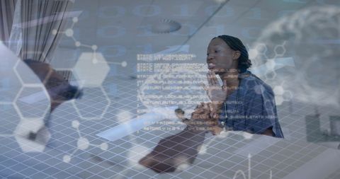 Healthcare Innovation with African American Doctor Analyzing Data