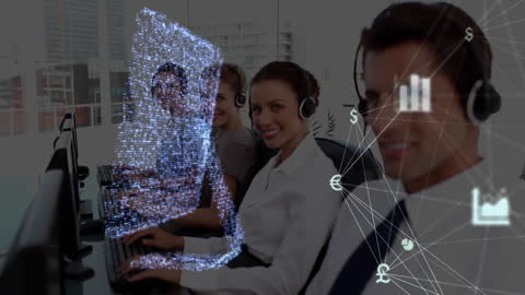 Digital Customer Service Team with Interactive Technology