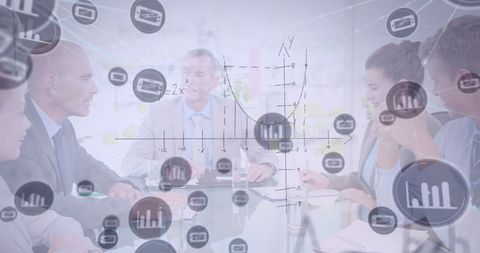 Business Team Analyzing Financial Data and Mathematical Concepts