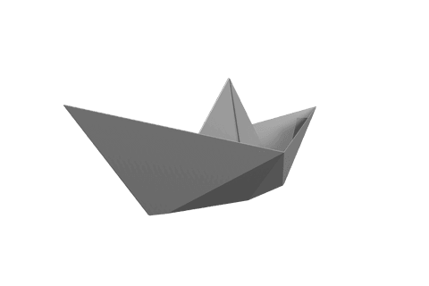Transparent origami paper boat on clear background