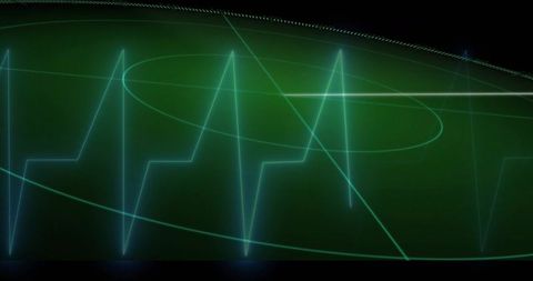 Neon Teal Waveform Pulsing Across Curved Holographic Interface With Futuristic Telemetry Traces
