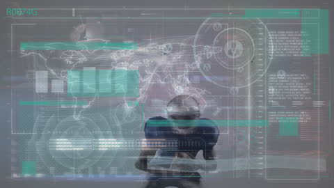 African American Rugby Player in Digital Interface Graphic