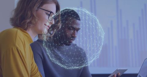 Business Professionals Analyzing Global Network Connections