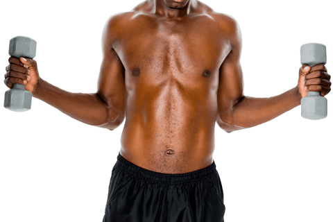 Transparent Image of Young Man Lifting Dumbbells