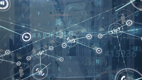 Network Security Icon Overlay on Digital Servers