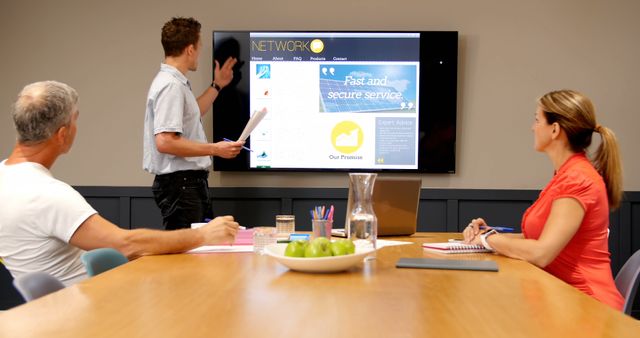 Team Meeting Presentation in Modern Office Room with Digital Screen - Download Free Stock Images Pikwizard.com