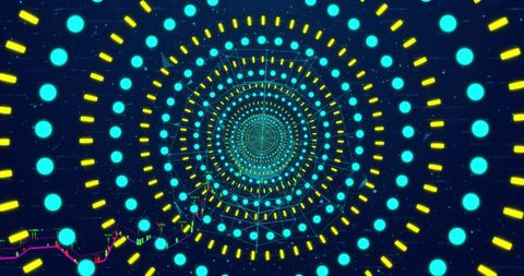 Vibrant Abstract Data Tunnel with Neon Shapes