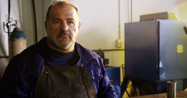 Mature Male Welder in Workshop Wearing Protective Gear - Download Free Stock Images Pikwizard.com