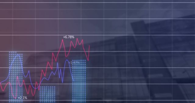 Financial Graph with Trending Data and Modern Cityscape Background - Download Free Stock Images Pikwizard.com