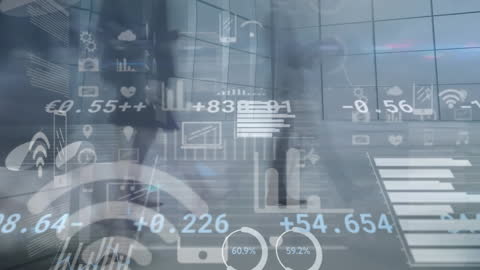 Animated Digital Interface in Modern Office Space