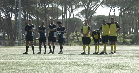 Multinational Soccer Team Preparing for Friendly Match