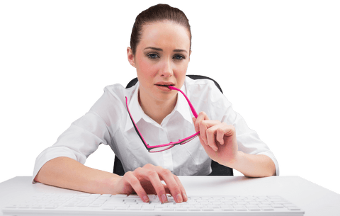 focused businesswoman typing on transparent background - Download Free Stock Videos Pikwizard.com