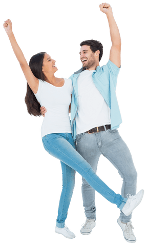 Cheerful Couple Celebrating Victory on Transparent Background - Download Free Stock Videos Pikwizard.com