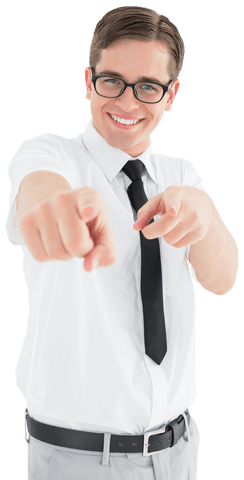 Cheerful Businessman in Glasses Pointing with Confidence on White - Download Free Stock Videos Pikwizard.com