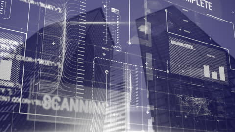 Abstract Futuristic Digital Interface Over Urban Skyline