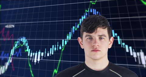 Businessman Analyzing Financial Data with Growth Chart Overlay