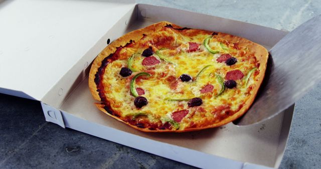 Freshly Baked Pizza in Open Delivery Box - Download Free Stock Images Pikwizard.com