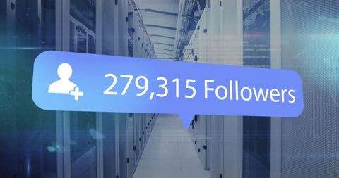 Digital Following Growth Concept with Server Background