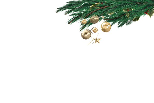 Transparent Festive Fir Branch with Golden Baubles for Christmas Decorations - Download Free Stock Videos Pikwizard.com