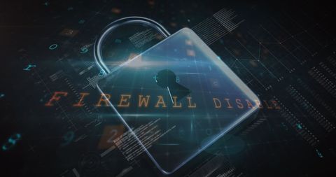 Firewall Disabled Concept with Digital Padlock