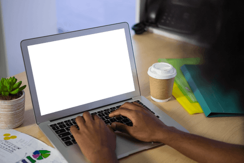 Transparent Laptop Screen on Office Desk, Hands Near Keyboard - Download Free Stock Videos Pikwizard.com