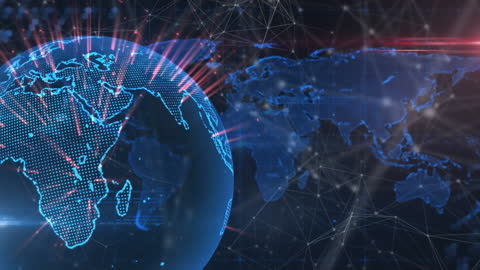 Illuminated Digital Globe with Global Connectivity