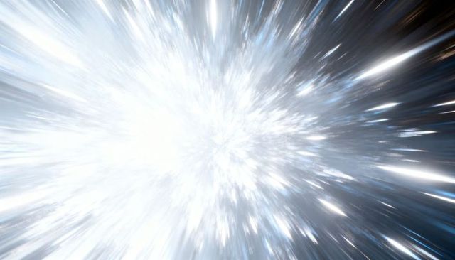 Radiating Hyperspace Light Burst with Central Luminous Core and Speed Streaks