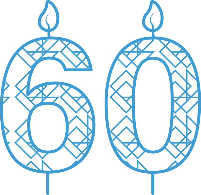 Transparent Blue 60 Birthday Candle with Pattern Illustration - Download Free Stock Videos Pikwizard.com