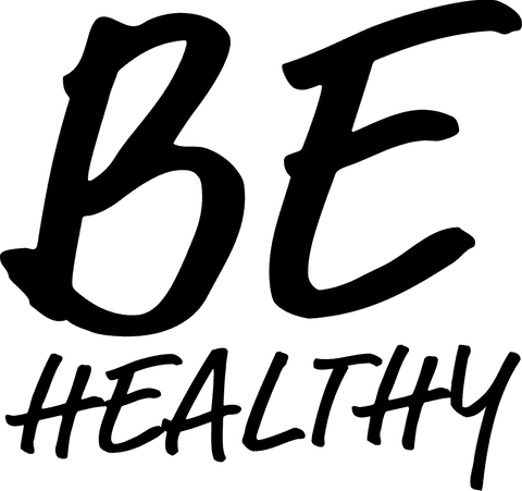 Graphic black 'be healthy' text on transparent background vector