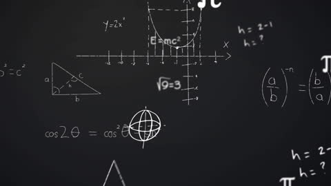 Mathematical Graphs and Equations on Chalkboard