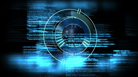 Futuristic Digital Interface with Data and Circular Screen