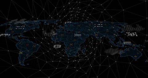 Glowing Blue Digital World Map with Network Connectivity